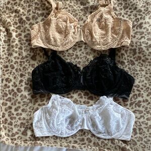 Lace Underwire Bra Set - Beige, Black, White sold as a set , size 42B